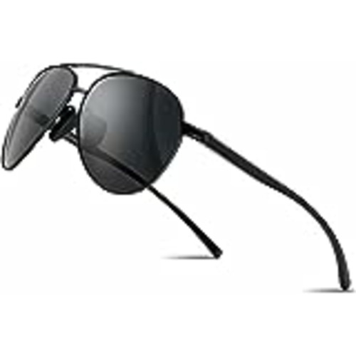 Vendo SUNGAIT Gafas de sol hombre piloto polarizadas Marco de metal Protección UV400 (Marco Negro/Lente polarizadas Gris)