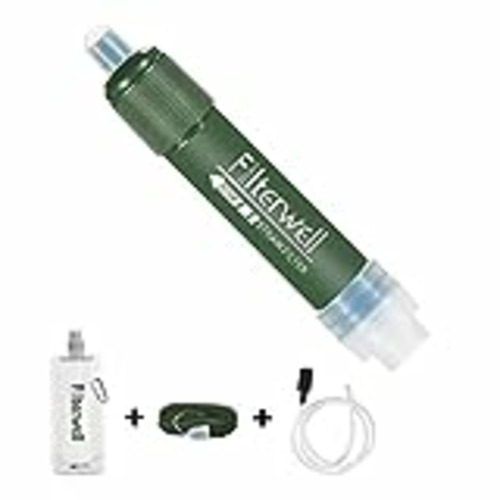 Vendo Filtro de Agua Personal, Pajita Purificadora de Agua 3000L para Supervivencia, Sistema Filtración de Agua Portátil, Purificador de Agua de Emergencia para Acampar, Caminar y Viajar (Ejercito Verde)