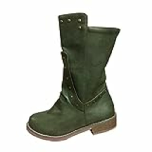 Vendo Botas Militares Mujer Negras Zapatos de Estilo otoño Invierno con Punta, Botas de Mujer con Cremallera, Botas de Mujer Gruesas y de tacón con Lado Botas Mujer Verano Planas (Green, 37)