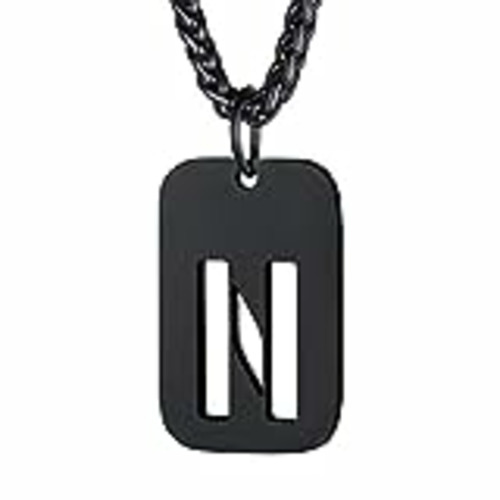 Vendo bandmax Unisex Collar Militar con Letra N Nombre en Chapa Identificativa para Hombres Mujeres Acero Negro