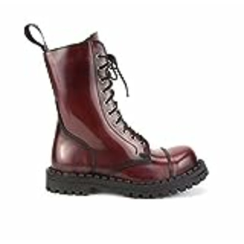 Vendo Altercore Botas Militares Rojo Burdeos Cuero Unisex Mujer Hombre 10 Ojales Army Punk Puntera de Acero Ranger