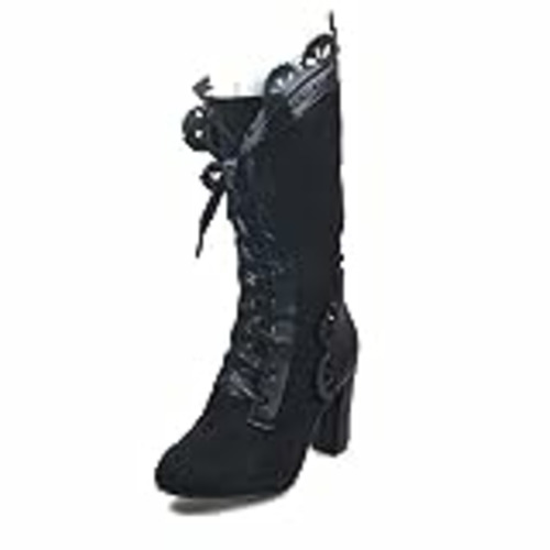 Vendo UMore Botas a Media Pierna de Punto de Encaje con Hebilla para Mujer,Botas Militares de Combate a Media Pierna con Cordones de Invierno,para Mujeres niñas…