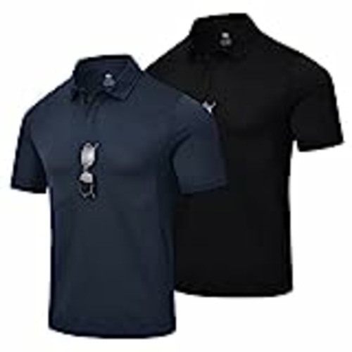 Vendo MoFiz Polo Hombre Táctica Camisa Manga Corta Verano Militar Polo Deportivo Secado Rápido Transpirable Golf Tenis Tops Pack de 2 Negro y Azul Marino EU L (US M)
