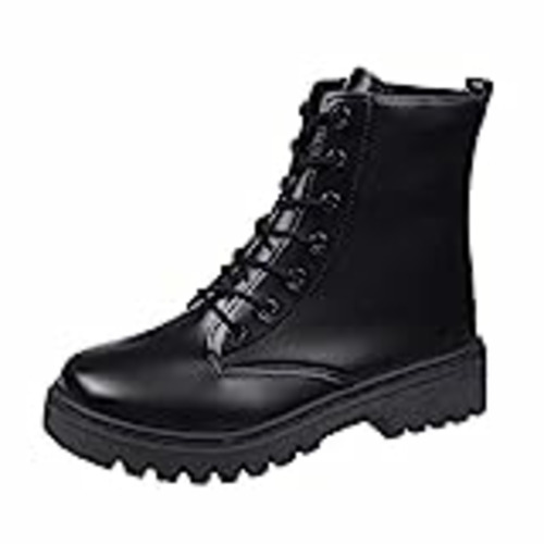 Vendo Botas Mujer Invierno Botines de de otoño e Invierno para Mujer, Suela Gruesa de tacón bajo, Suela Antideslizante, Punta Redonda, con Cordones, Color sólido, Negro, Estilo Informal