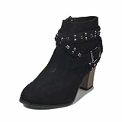 Vendo UMore Botines Mujer Tacon Invierno Planos Tacon Ancho Piel Botas de Mujer Botines Cortos Botín Elegantes Zapatos Plataforma…