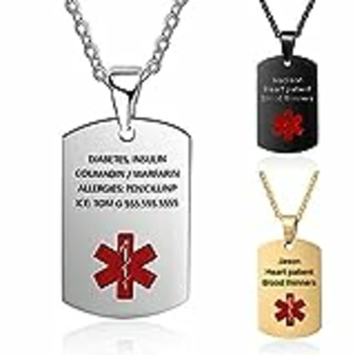 Vendo DaMei Colgante Hombre Personalizado Alerta Médica Placa Colgante Etiqueta de Perro Militar Hombre Collar Chapas Militares Personalizadas Grabado Personalizado