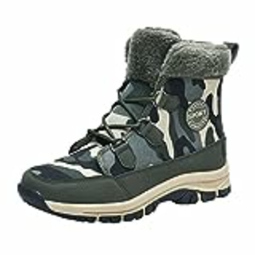Vendo 39 Botas deportivas para mujer con cordones, redondas, botas, dedos de los pies, para mujer, terciopelo, nieve, invierno, planas para mujer con tacón, forradas para mujer, Verde militar., 39 EU