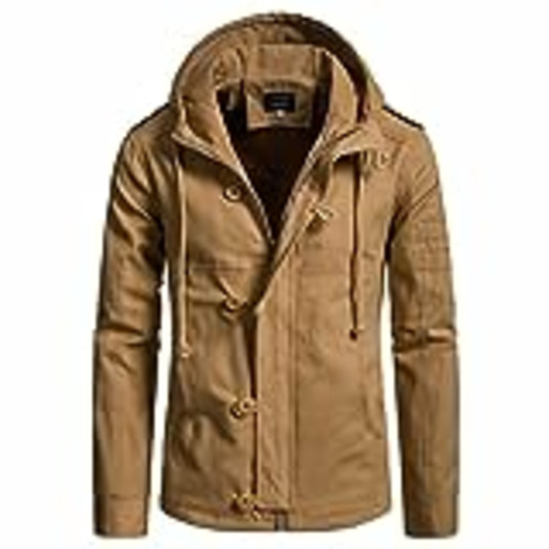 Vendo Hombres con capucha Chaqueta Militar Táctica Abrigos Color Sólido Casual Moda Ropa de trabajo Hombre al aire libre a prueba, Caqui Oscuro, XXXL