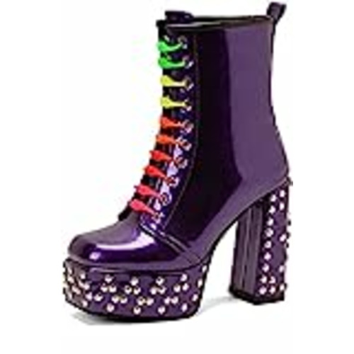 Vendo DELPYY Punk Plataforma Botas para Mujeres Chunky Tacón Alto Elástico Tobillo Botas De Tacón Bloque Botas De Fiesta Hunky Talón con Tachuelas De Colores