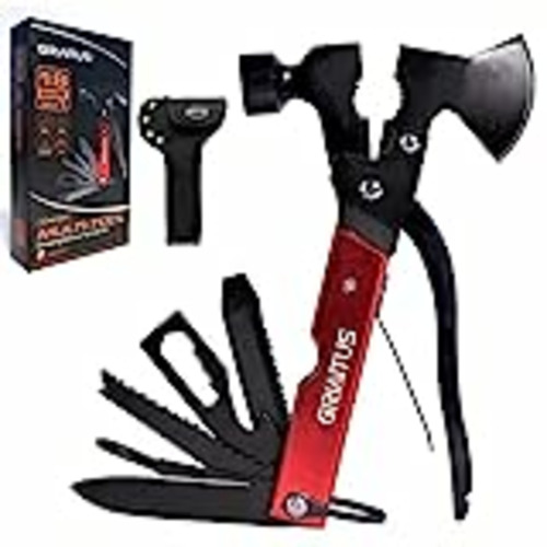 Vendo Herramienta multiuso 18 en 1,regalos para hombres, multiherramienta plegable de óxido negro,Utilizado para senderismo, caza, hacha multiherramienta (rojo)