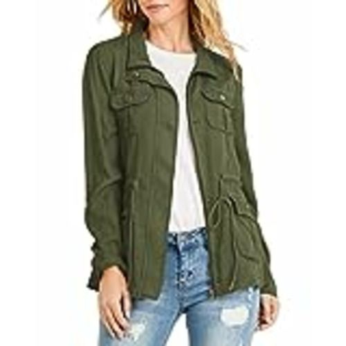 Vendo Maxwinee Chaqueta de mujer casual chaqueta de entretiempo chaqueta utility más bolsillos chaqueta ligera otoño Boyfriend, Verde militar, M