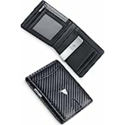 Vendo wilbest® Cartera para Hombre, Cartera de Cuero, Carteras con RFID, Clip para Billetes, Bolsillo para Monedas, Porta Tarjetas de Crédito etc, Cartera Fibra de Carbono con Caja de Regalo, Negro
