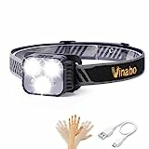 Vendo Vinabo Linterna Frontal Recargable, Sensor de Movimiento de Linterna Frontal LED Ultra Potente, 6 Modos de Luz,IPX4 Impermeable Ajustable y Liviana para Pesca, Camping, Senderismo, Ciclismo, Correr
