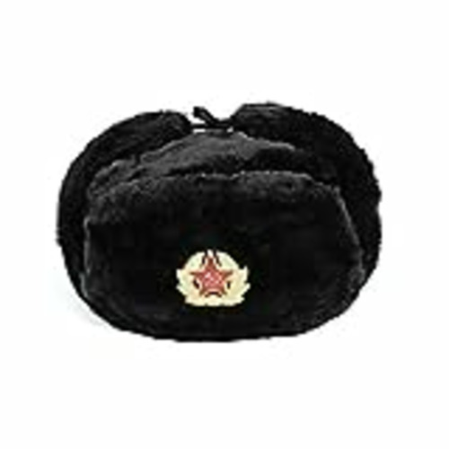 Vendo Heka Naturals Ushanka Negro, Gorro Militar Ruso con Orejeras e Insignia Soviética Extraíble, Gorro de Invierno, Genial Regalo de la URSS | Negro, 58 cm
