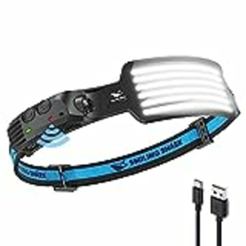 Vendo Smiling Shark Linterna Cabeza, 230°Gran Angular 6*Tiras Luz LED Blanco de la Linterna Frontal Más Brillante Recargable Sensor Movimiento Impermeable Camping Ciclismo, Linterna-Frontal-LED-Cabeza-Light