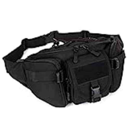 Vendo Huntvp Bolsa de Riñonera Mochila de Bandolera 2 Vías de Llevar Estilo Militar Táctical Bolsa de Múltiple Función Impermeable para Aire Libre Correr Senderismo Ciclismo Camping, Negro-L