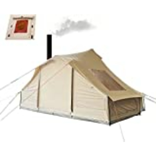 Vendo UNISTRENGH Impermeable 4 estaciones lona de algodón campana tienda Glamping yurte con estufa Jack agujero para 6-8 personas adultos camping caza senderismo, beige, L