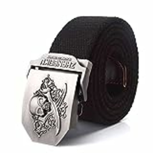 Vendo FDDSSYX Cinturón Lona - Cinturón De Lona Negro Unisex Pirate Skull con Hebilla De Metal, Cinturones De Jeans para Hombres, Cinturones Tácticos Militares del Ejército, Correa Masculina, como Se Mue