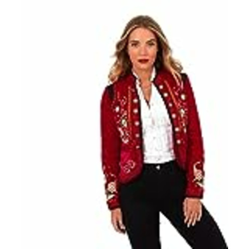 Vendo Joe Browns Chaqueta Militar Recortada Bordada para Mujer ornamentada, Rosso, 36