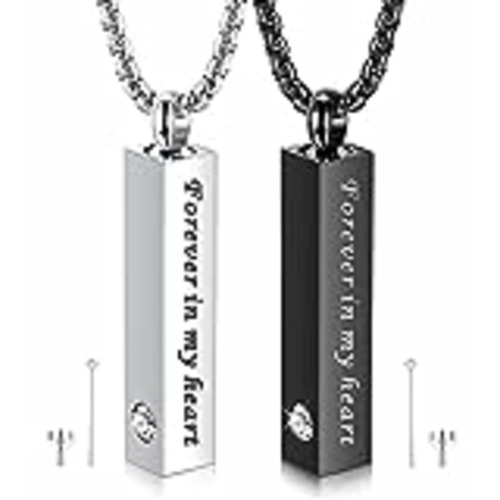 Vendo MILACOLATO 2 Collar De Urna para Cenizas para Hombre Mujer Acero Inoxidable Cubo Colgantes De Urna para Cenizas Humanas Urna Cremación Conmemorativa Medallón Urna Recuerdo Joyería para Cenizas C