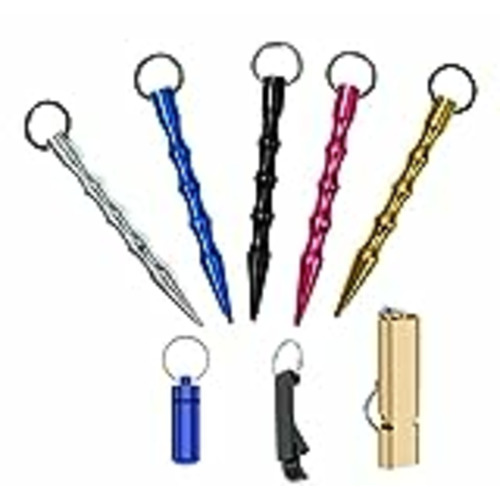 Vendo Kubotan Llavero 5 Piezas Autodefensa Martillo de Emergencia para Supervivencia al Aire Libre Anti Lobo, con Silbato de Emergencia, Cápsula de Pastilla, Abrebotella