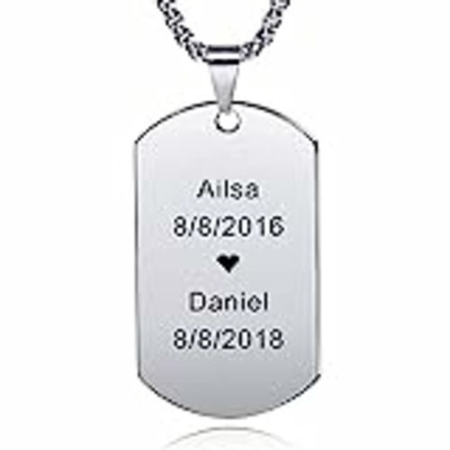 Vendo MeMeDIY Nombre De Grabado Personalizado Con Etiqueta De Perro Collar Cadena Colgante Para Hombre Mujere Acero Inoxidable, Con 4 Regalos: 2 Cadenas, Llavero, Silenciador (5 Colores) (Plata)