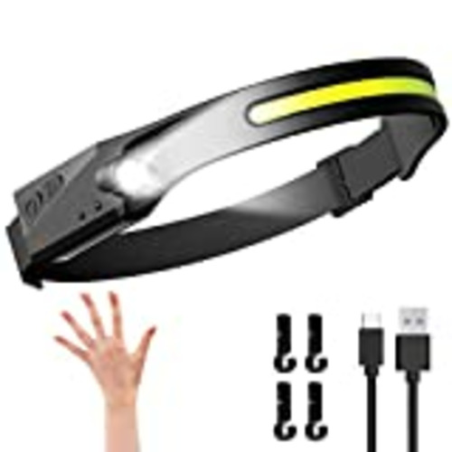 Vendo Linterna Frontal Led Recargable, Alta Potencia Linterna Cabeza 5 Modos con Control de Sensor, 500 Lúmenes Linterna Frontal LED 1200mAh con Impermeable IPX4 para Camping Correr Pesca Ciclismo
