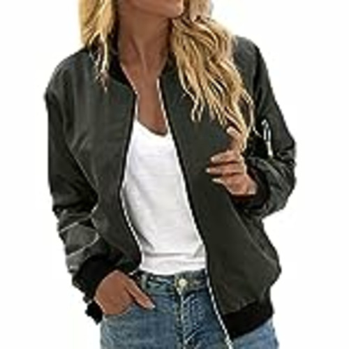 Vendo Chaqueta de Béisbol para Mujeres Chaqueta Universitaria para Niñas Abrigo de Invierno Chaqueta Bomber Vintage Chaqueta de Sudor con Cremallera y Bolsillos para Otoño Primavera(A Verde Militar,XXL)