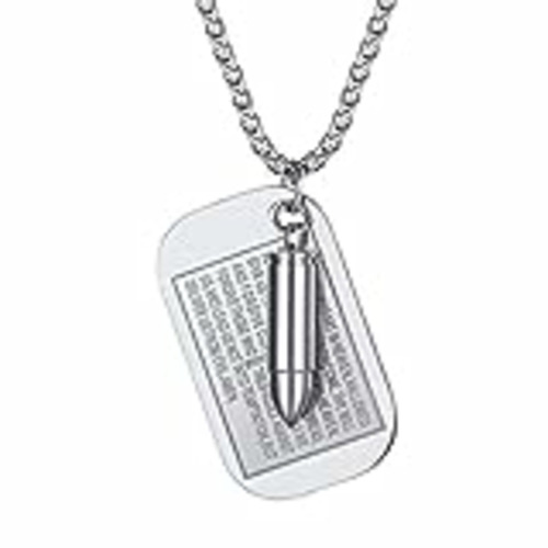 Vendo Richsteel Cadena Chapa con Cruz y Texto de Biblia Colgante Placa Militar y Cadena Acero Inoxidable