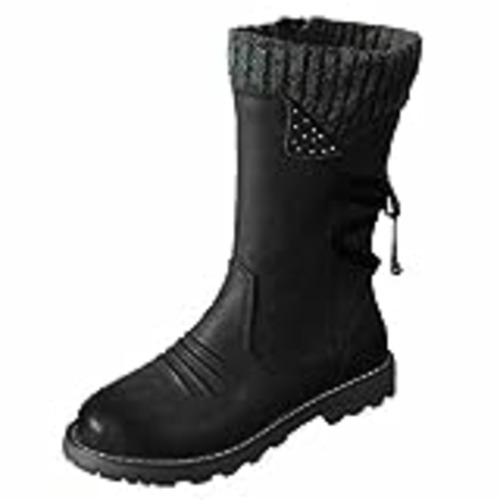Vendo 311 Botas Mujer Negras Militar Botas a Media Retro Vintage Informales a la Moda para Mujer, Zapatos de Tacones Gruesos con Cordones Botas Mujer Verano Planas (Black, 42.5)