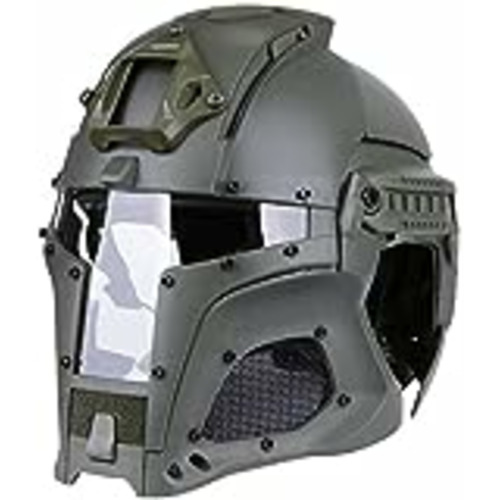 Vendo LLDKA Máscara de Gas de Ciclo tácticos Deportes Casco Lleno de la mascarilla al Aire Libre, del Hierro del Caballero Gafas de protección Paintball esgrima,Verde