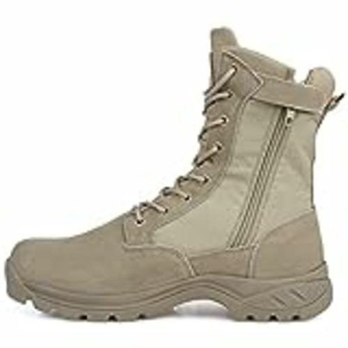 Vendo LUDEY Cómodas Botas Tácticas Militares para Hombres Botas de Combate Ligeras Cuero de plena flor/Ante Botas de Montaña Con Cremallera Lateral Model-928-Beige-41EU