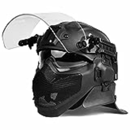 Vendo Casco Antidisturbios Tácticos, con Máscara De Malla De Acero, Facial, Gafas Integradas, Protección para Los Oídos Y El Cuello, para Equipo Adulto SWAT Patrulla Policial Combate Militar,Negro