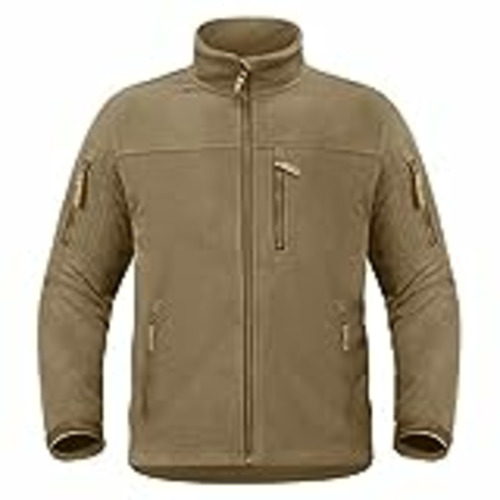 Vendo KEFITEVD Chaquetas de forro polar de invierno para hombre, abrigos cálidos a prueba de viento, chaqueta táctica militar con 6 bolsillos, caqui, L