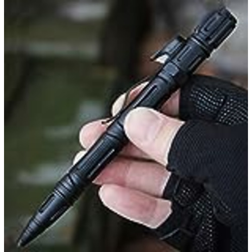 Vendo Phil Beauty Nuevo Bolígrafo Táctico EDC De Autodefensa Multifuncional Cuchillo De Banda De Acero De Tungsteno Equipo De Supervivencia Al Aire Libre con Luz, Negro