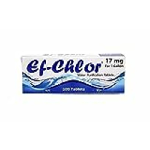 Vendo Ef-Chlor Tratamiento de purificación de agua (17 mg - 100 tabletas) - Tratamiento portátil de agua potable ideal para emergencias, supervivencia, viajes y camping, purifica 1.32 galones en 1 tableta
