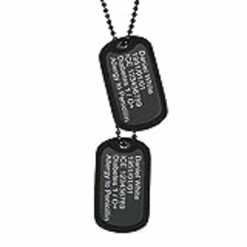Vendo PROSTEEL Dos Chapas Identificativas Militares Placa Cadena Militar Hombre, Negro