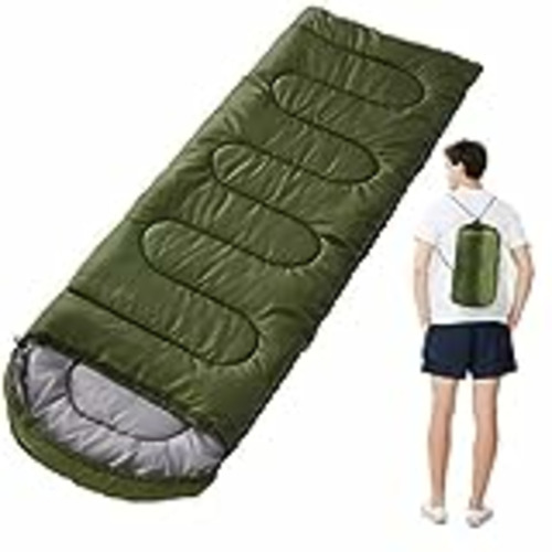Vendo MMIAOO Saco de dormir individual para adultos, saco de dormir al aire libre – grueso cálido portátil bolsa de dormir de camping, bolsas de dormir rectangulares con cremallera (verde militar)