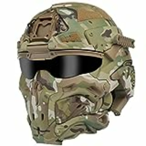 Vendo AQ zxdc Casco Airsoft de Cara Completa, con Auriculares, Gafas, Máscara y Ventilador Incorporado, de Una Sola Pieza Desmontable, para El Tiro de Paintball BBS CQB Protección Militar,CP