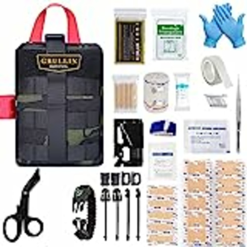 Vendo GRULLIN IFAK Botiquín de primeros auxilios para traumatismos, botiquín de emergencia militar táctico Molle para acampar, senderismo, caza, viajes, autos, aventuras (camuflaje negro)