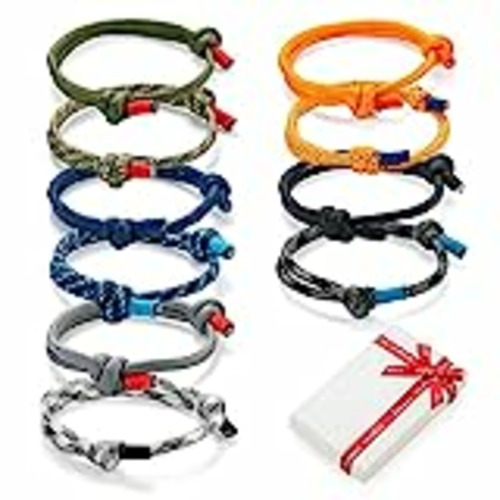Vendo Juego de 10 pulseras trenzadas para hombre mujer, pulsera de surf náutica colorida con cordón de cuerda marina para hombres, niños, pulseras ajustables hechas a mano con cuerda azul marino de regalo