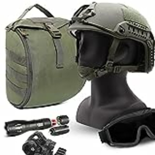 Vendo FANDAO Fast Casco Antibalas NIJ IIIA Militar Casco Táctico de Defensa Balística con Bolsa Táctica para Casco, Fácil de Cargar, con Linterna de Luz Fuerte Y Gafas (Color : Green)