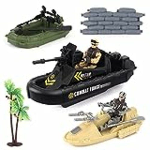 Vendo deAO Unidad de Defensa Militar Nave Modelo de Juguete, 7PCS con Balsa Militar, Sistema de Defensa, árbol, Barco de Combate, Hombres del Ejército, Vehículos Marítimos Coleccionables