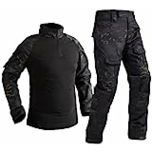 Vendo Czen Camisa de Combate Militar Hombre, Uniforme TáCtico, Camisas de Manga Larga Pantalones Trajes Camisa Airsoft BDU Traje de Camuflaje de Paintball (BlackCp, L)