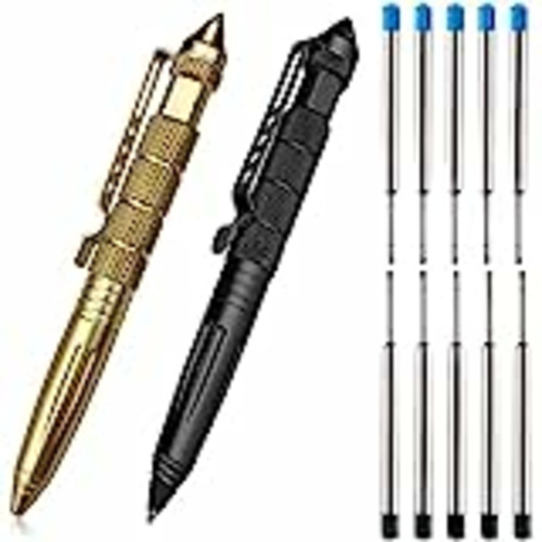 Vendo saijer Bolígrafo Táctico, 2 Pcs Negro Oro Aluminio Portátil con Carburo Rompecristales Multifunción Supervivencia Herramienta para Defensa Táctica con 10Pcs Recambio para Defensa Táctica