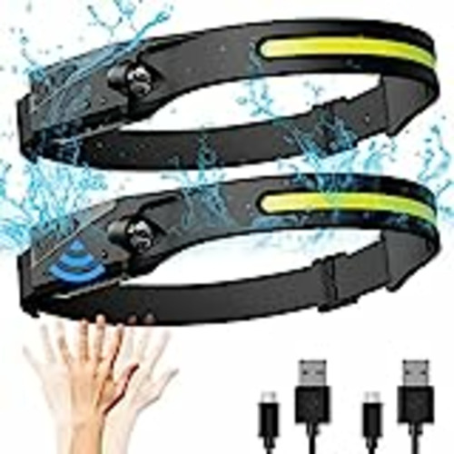 Vendo Mengtech Linterna Frontal LED Recargable, Frontal LED Recargable con 5 Modos, 270°Gran Angular, Recargable por USB, Impermeable IPX4 para Pescar Camping Correr, 2 pack