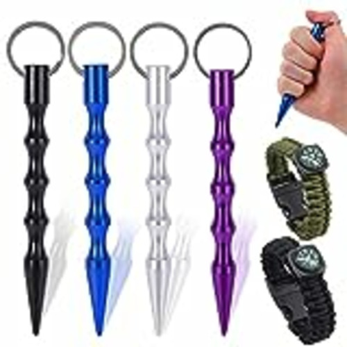 Vendo UYDF 4 Piezas Kubotan Llavero de Defensa Sobrealimentado Autodefensa del Palillo, Martillo de Emergencia Llavero, Seguridad para Mujer, Teen, Hombres+2Pc Pulsera de Supervivencia con Brújula y Silbato