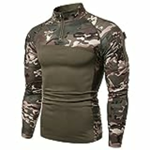 Vendo Camisa táctica de manga larga con cremallera de 1/4 para hombre, camisa de combate de estilo militar con bolsillos, Airsoft Top Ropa al aire libre para caza, camping, senderismo, Camo Verde, XL
