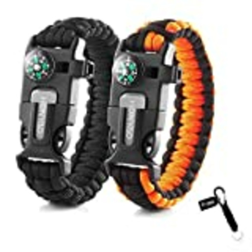 Vendo HONYAO Pulseras de Paracord, 2 Piezas Mini Kit de Supervivencia con Cuerda, Silbar, Brújula, Pedernal, y Raspadorpara para Acampar y Senderismo Aire Libre