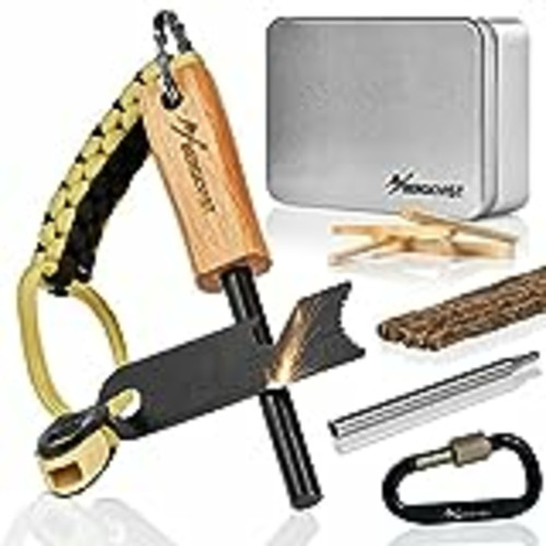 Vendo BERGKVIST® Kit supervivencia de acero para fuego GNISTA (17 piezas) - Equipo XXL para actividades al aire libre con pedernal de magnesio, encendedor, yesca, silbato de emergencia y cerbatana